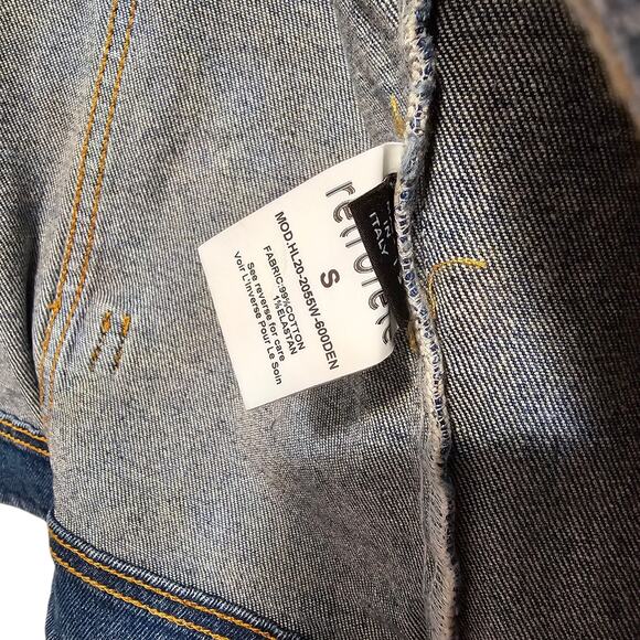 Retrofete Ada Puff Sleeve Pad Shoulder Denim Jean Jacket Small Worn Vintage Blue - Picture 12 of 13